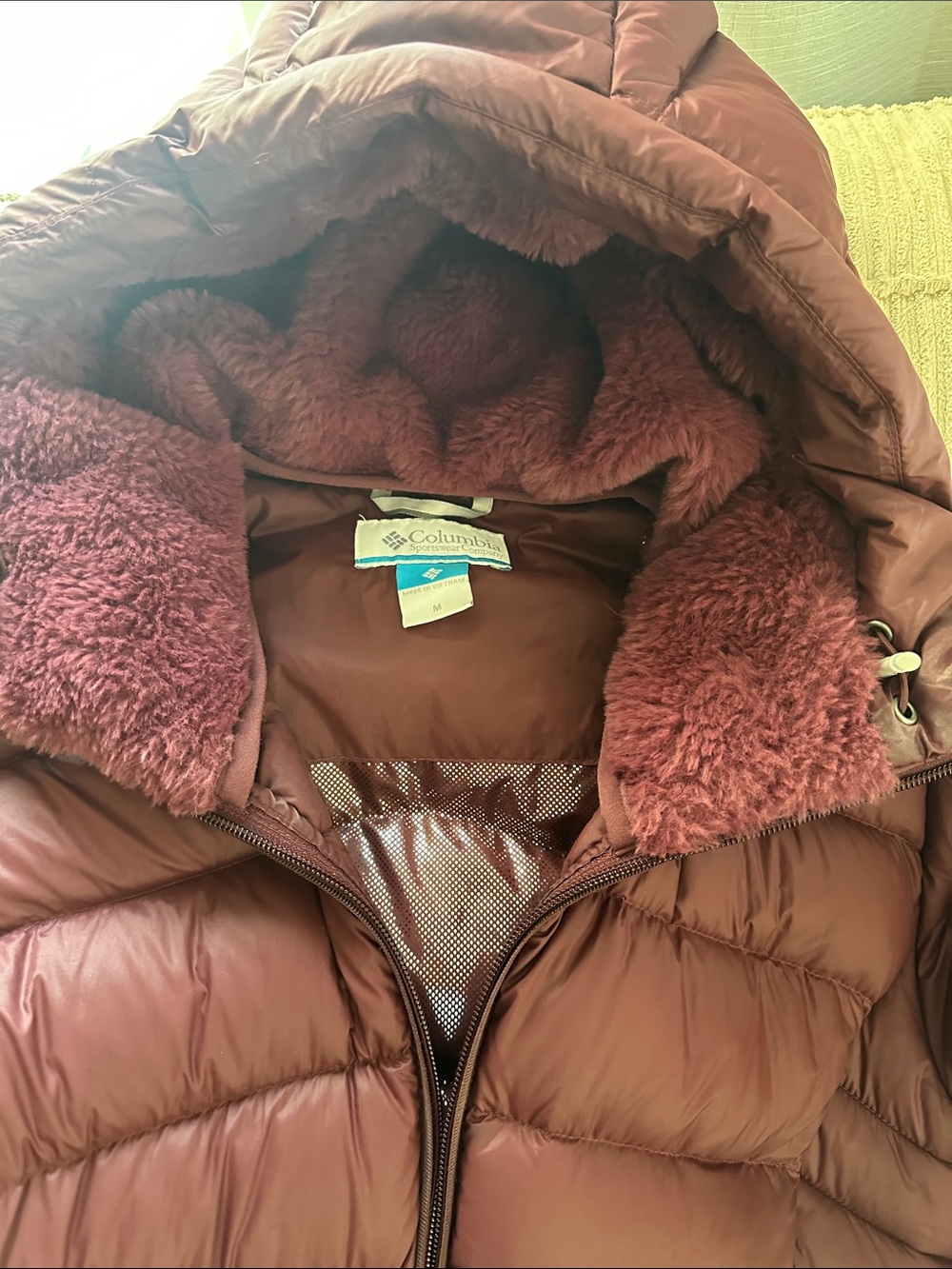 Columbia Women's Maroon Puffer Jacket with Plush Hood